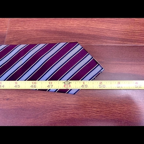 🍁SALE🍁NORDSTROM Purple/Silver Striped 100% Silk Necktie - Picture 9 of 9